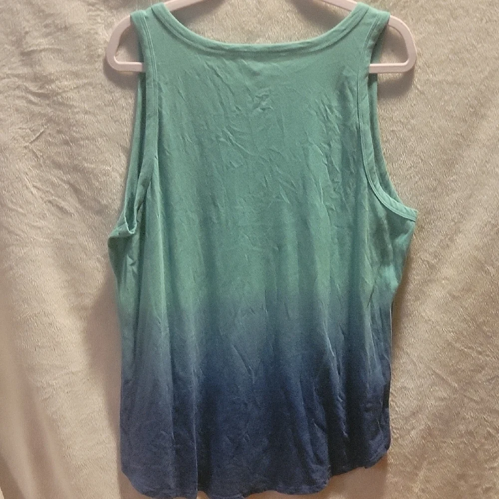 Torrid Blue and Green Tank Top Gradient Design With Jurassic Park Graphic - Picture 3 of 4